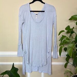 Free People Light Gray Long Sleeve Top